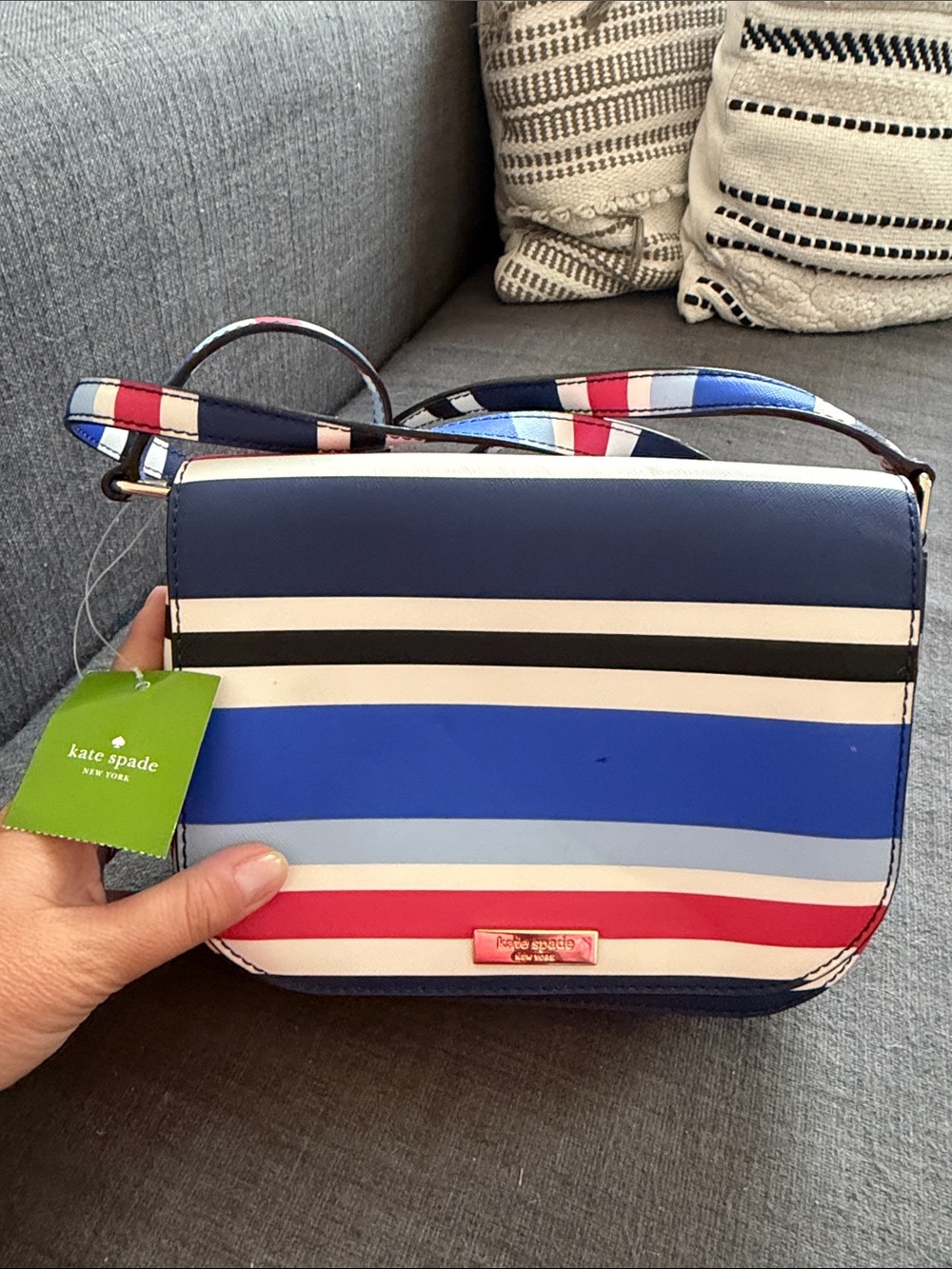 kate spade Multicolor Striped Crossbody - Navy, Blue, Red & Cream NWT
